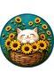 Set of 6 Cute Cat Mdf Coasters 9X9 cm |   Sunflower Themed Uv Printed Decorative Wooden Coasters |   Gift for Cat Lovers - 6