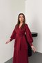 Women's Burgundy Blouse-Skirt Set Blouse Skirt Set V-Neck Rose Applique Balloon Sleeve Long Skirt - 3