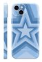 iPhone 15 Baby Blue Star Essential Slim Full Coverage Glossy Print Hard Phone Case with Camera Protection
