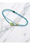 Double String Blue Evil Eye Turtle Figured Adjustable Anklet - 2