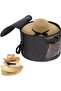 Large hat box, measuring 45 x 30 cm, foldable round felt hat box with lid, handle and shoulder strap, dark gray storage box.