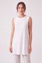 Women's Four Seasons Crew Neck Sleeveless Viscose Short Tunic White