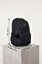 Unisex Youth Black School Bag with Monkey Keychain, Multi-Compartment Crinkle Daily Backpack - 3