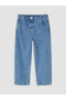 Blue Elastic Waist Girls' Jeans