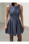 Floral Patterned Denim Tensel Mini Dress - 2