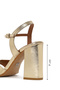 Women's Gold Ankle Buckle Thick Heeled Metallic Leather Sandals 26Sfd161832 - 4
