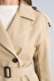 Water Repellent Regular Fit Smoking Collar Double Breasted Belted Twill Short Trench Coat H1615Ax26Au - 5