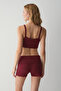 Wisin Women's Soft and Flexible Fabric Strappy Collar Crop Burgundy Bustier - 5