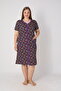 Women's Plus Size 100% Cotton Combed Fabric Zippered Summer Dress / Purple-Red 4099 - 4