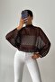 Crep Women's Polka Dot Chiffon Blouse with Scarf Collar and Balloon Sleeves - 7