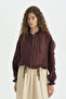 Lyocell Ruffled Hooded Jacket - Plum - 2