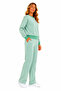 Women's Cotton Crew Neck Wide Leg Tracksuit Set Mint-101 - 4