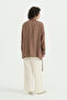 Gathered Front Viscose Tunic with Detachable Collar - Brown - 4