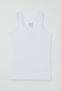 Girl's Thick Strap Ribbed Undershirt with Lace Detail, Ages 3-14, White