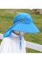 Children's sun hat with UV protection and neck protection, suitable for girls and boys aged 4-13, wide brim, UPF 50+ (blue). - 4