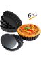 6-piece 10cm non-stick carbon steel mini tart pans with removable bottoms and silicone brush