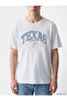Vizyon New Season White Crew Neck Texas Printed Men's T-Shirt - 3