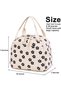 Cute Corduroy Lunch Bag for Women and Men, Reusable Insulated Lunch Box with Large Capacity (Beige Chrysanthemum Design) - 3