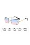 Retro rimless women's sunglasses, 90s style rectangular glasses, clear square sunglasses for men and women (blue and pink). - 2
