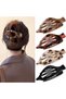 4-Pack Large Curved Flat Leopard Print Hair Clips, Strong Grip Fashion Accessories for Thick Hair (Dark)