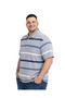 Men's Large Size Ice Blue Thin Striped Pique T-Shirt 3Xl-4Xl-5Xl-6Xl - 2