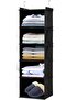5-Shelf Hanging Wardrobe Organizer – Space-Saving, Cotton Hanging Shelves with 4 Side Pockets, Foldable, Black - 2
