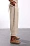Beige Elastic Waist Wide Leg Trousers - 5