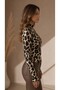 Women's Leopard Patterned Viscose Trendy Blouse with Snap-On Collar - 6