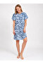 Women's Plus Size Buttoned Collar Nightgown(Dress) Short Sleeve 90% Cotton 10% Lycra - 2