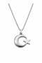Silver Color Chain Unisex Necklace with Moon and Star Figures Gift Jewelry Model - 2