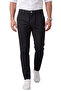 Men's Black Slim Fit Drawstring Fabric Trousers Slim Fit Flexible Smart Casual 2601100