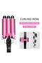 3-Roll Ceramic Curling Iron, 25mm, Adjustable Temperature (Pink) - 2