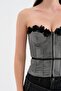 Women's Corset with Covered Bust and Underwire, Floral Detailed Design - 5