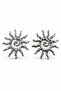 Spiral Design Metallic Gray Bijouterie Earrings with Sun Motif