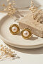 Yellow Twisted Frame Pearl-Look Stylish Bijouterie Earrings for Women - 6