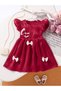 Girls Red Organza Dress with Bows