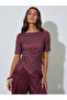 Burgundy Polka Dot Asymmetric Hem Knit Top - 3