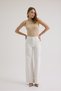 Women's Cream Wide Leg Jean Pants – High Waist Comfort Fit Loose Leg Denim Without Back Pockets - 6