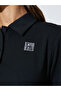 Black Polo T-Shirt with Ruched Side Detail - 3
