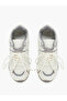 White Contrast Sole Lace Up Sneakers with Pull Tab - 6