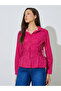 Red Striped Side Tie Detail Long Sleeve Shirt - 3