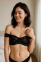 Women's Black Lace Detailed Transparent Crop Top/Bra