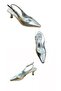 312483 Shiny Leather Gold Buckle Open Back Heeled Shoes - 6