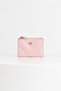 Womesy Genuine Leather Stitched Card Holder Pink