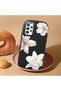 Samsung Galaxy A72 Compatible Case Camera Protective Black Silicone Couple Phone Case with Floral Pattern - 2