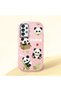 Samsung Galaxy A33 Compatible Case Camera Protector Pink Silicone Couple Phone Case Panda Pattern
