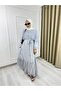 26197 Patterned Belt Detailed Layered Hijab Dress – Elegant and Modern Design - 3