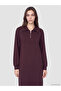 Lcw Modest Burgundy High Neck A-Line Sweat Dress - 2
