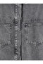 Anthracite Shirt Collar Women's Jean Jacket - 6