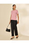 Women Mauve Plain Crew Neck T-Shirt - 5